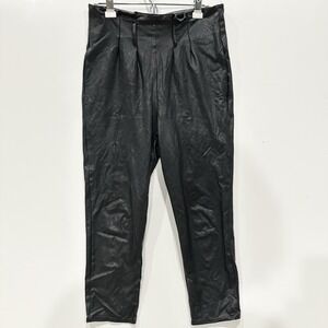 Commando Women's Medium M Black Faux Leather Tapered Leg Pants Vegan